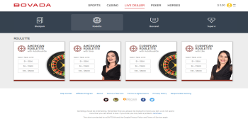 Bovada offers 4 different types of roulette