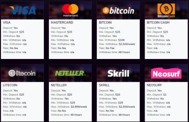 The casino can offer you an extensive list of payment methods